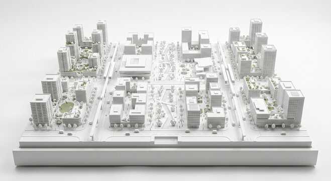 3D White Architectural Model: High-Density Modern Urban Master Plan
