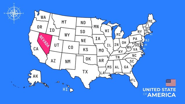 Nevada State, USA, vector map isolated on United states map.