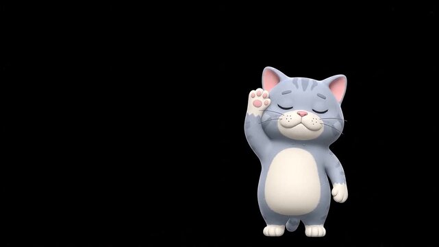 Cute cartoon cat facing palm gesture tired expression