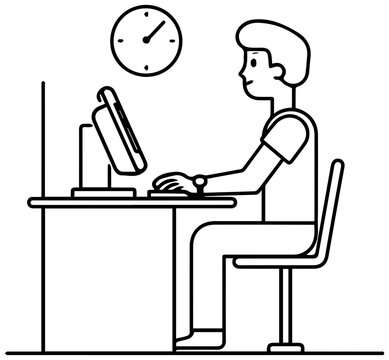 Person using biometric time clock for attendance tracking at desk with person sitting clock computer authentication technology management with employee