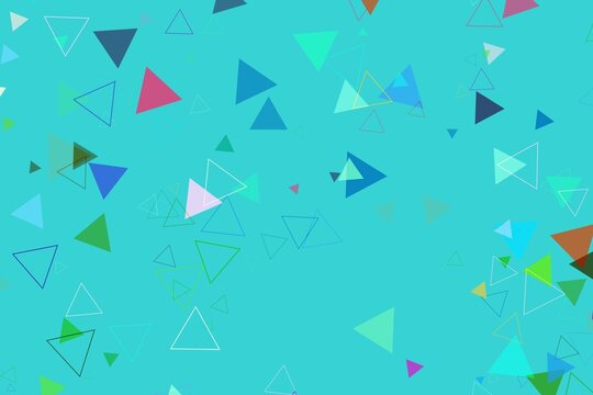 Colorful triangle shapes on blue background for design