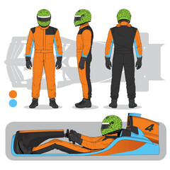 Obraz premium Racing Suit and Go-Kart Livery Template