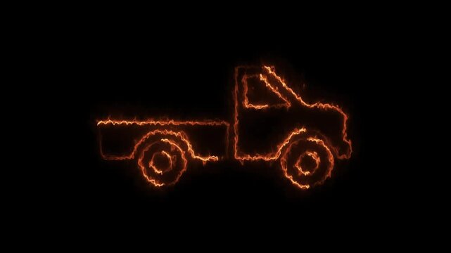  Color glow neon car icon animation, car on black background 4K video animation.