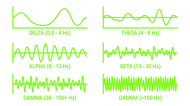 Brainwave frequency chart on transparent background