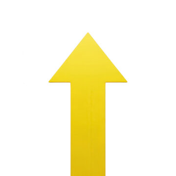 Simple yellow arrow pointing up icon isolated on transparent background