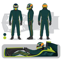 Obraz premium Race Car Driver Multi-View Illustration Set