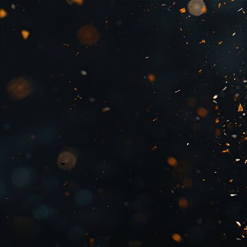 Gold glitter background. Festive bokeh particles overlay.