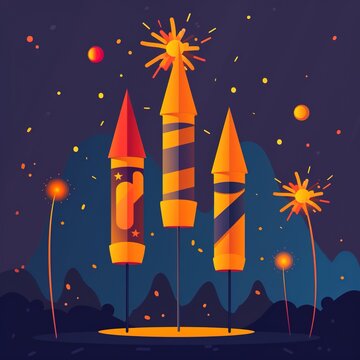 Fireworks display. Night sky celebration.