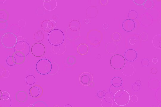 Purple background with colorful circles and abstract shapes
