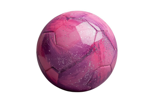 Glossy purple pink soccer ball isolated on transparent background