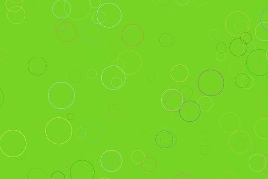 Bright green background with colorful circles pattern