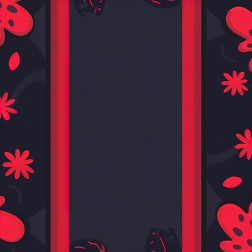 Red floral frame. Decorative botanical border.