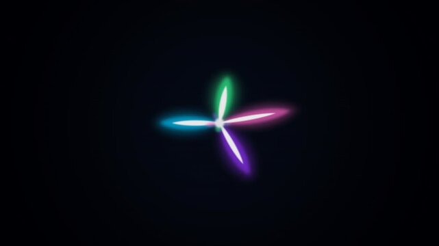 Orbital Hybridization Visualization: A glowing 3D animation visualizing atomic orbital hybridization, featuring colorful, luminous energy rays intersecting to form a star-like shape against a dark bac