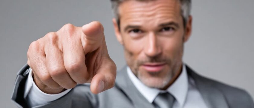 I Need You: A stern, well-dressed man in a suit points directly at the viewer with an intense gaze, conveying urgency and a call to action.