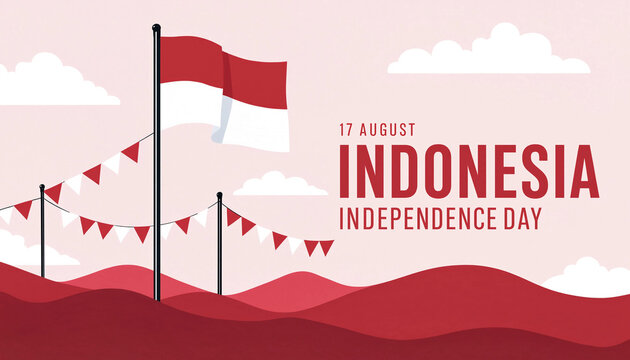 Indonesian independence day celebration a festive illustration with flags and bunting