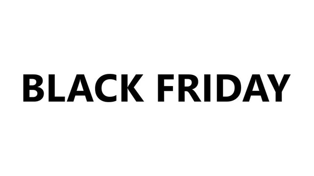 Black Friday Text Fade In Animation Sale Title Graphic Loop Isolated White Background Motion Graphic Video