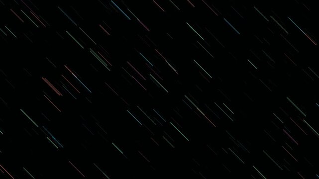 A colorful looping animation of streaking diagonal lines falls against a dark background.