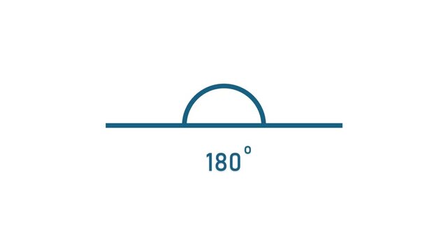 180 Degree Angle Line Art Animation, Straight Angle Geometry Symbol on White Background, Educational Motion Graphic 4K