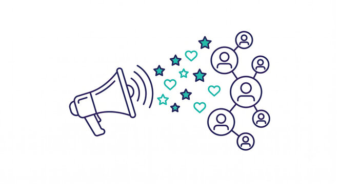 Megaphone and people icons: brand awareness, job branding, and talent acquisition outreach.