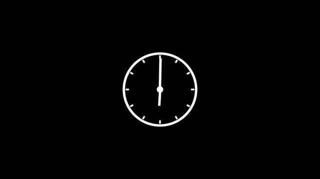 Analog wall clock spinning animation through the hours