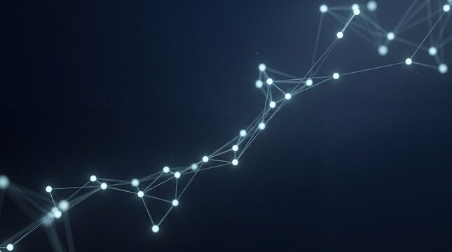Ascending network of illuminated nodes and connecting lines