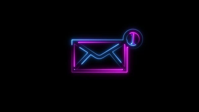 glowing message box icon animation text box inbox dialogue box chat conversation notification box sign Neon Email Icon 4k video