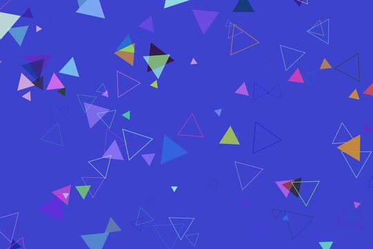 Colorful triangles on blue background for design and art