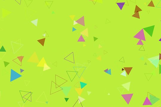 Colorful triangles on a bright green background