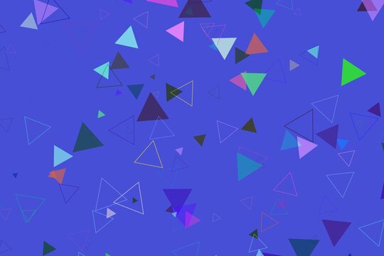 Colorful triangles on blue background for digital design