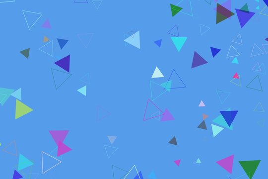 Colorful triangles on blue background with playful design