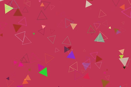 Colorful triangles pattern on red background for design