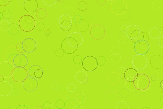 Green background with colorful circles and abstract design