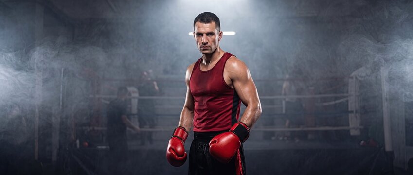 Boxer Wearing Red Gloves Ready For Competition