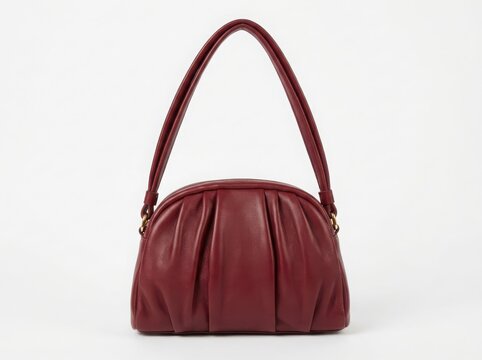 Elegant dark red leather handbag for women with a classic design and a comfortable shoulder strap for daily use