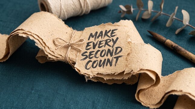 Ripped beige paper with motivational slogan in water