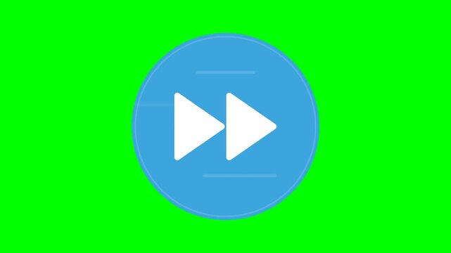 Fast forward fast motion media player symbol on green screen