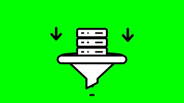 Server data download arrow symbol animation on green screen