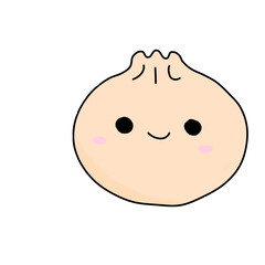 Cute Hand Drawn Smiling Dim Sum Dumpling Character