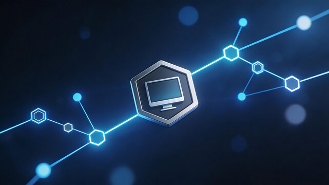 Digital network with computer icon