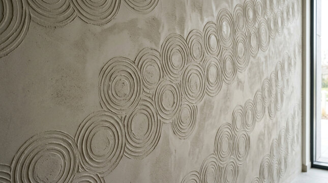 Abstract Wall Texture Design with Embossed Circles Pattern in Modern Interior