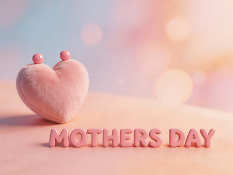 Pink heart and mothers day text