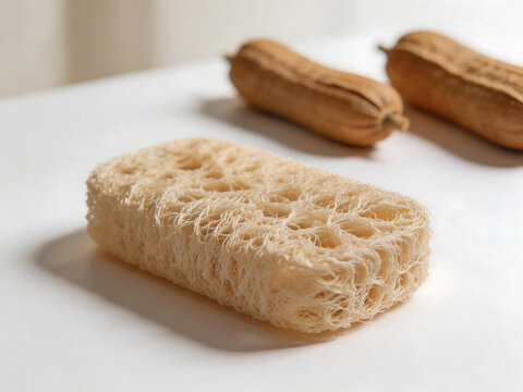 Natural loofah sponge with peanuts