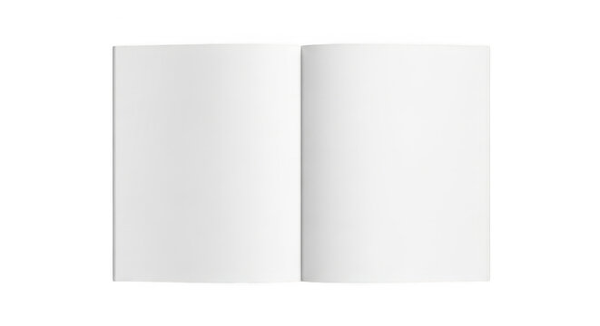 Open blank book with empty white pages isolated on transparent background