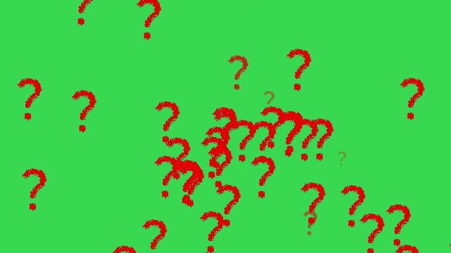 Red Fiery Question Marks Animation on Green Screen Background Chroma Key