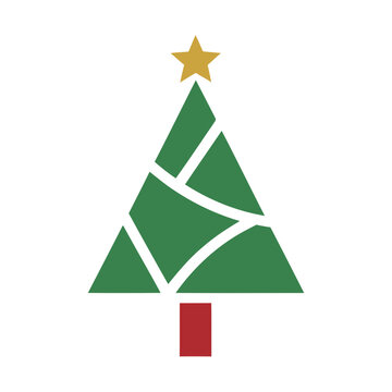 Stylized Christmas Tree with Star and Trunk