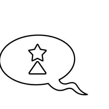 Speech bubble with star and triangle outline