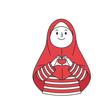 Woman in Hijab Making Heart Shape with Hands