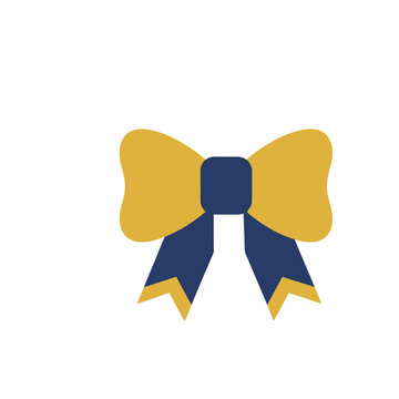 Yellow and blue bow