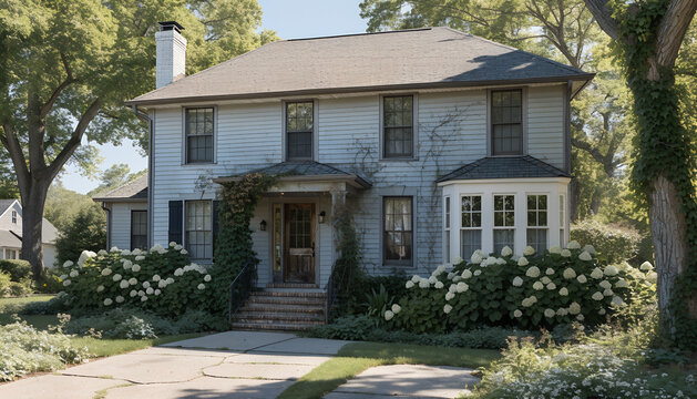 Older suburban house before renovation and remodeling