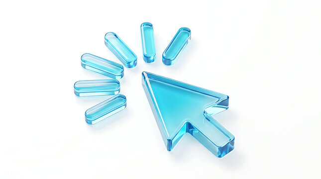 Transparent blue glass mouse cursor and loading animation